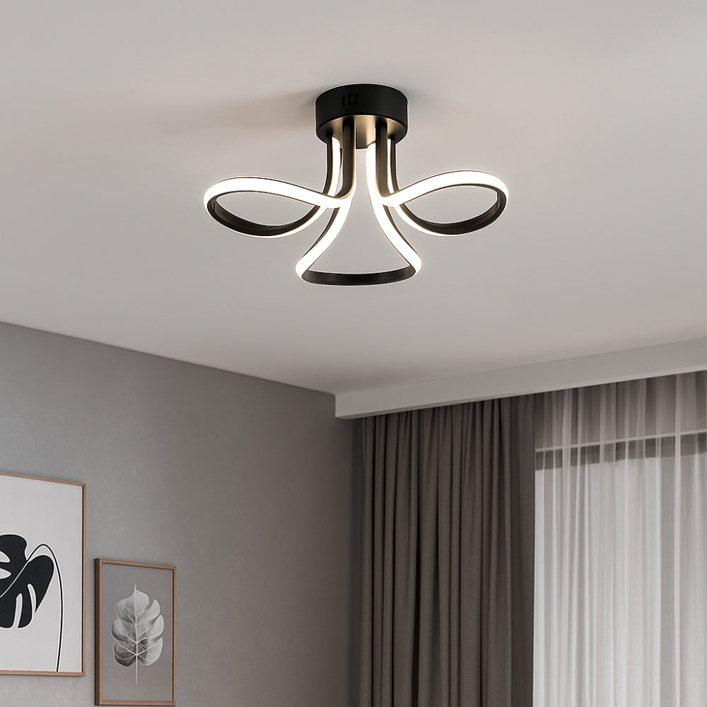 Yara 3 Light Black LED Semi Flush Ceiling Light