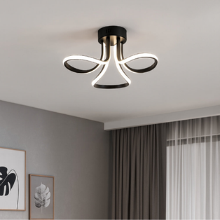 Yara 3 Light Black LED Semi Flush Ceiling Light