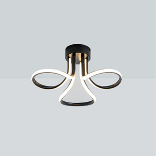 Yara 3 Light Black LED Semi Flush Ceiling Light
