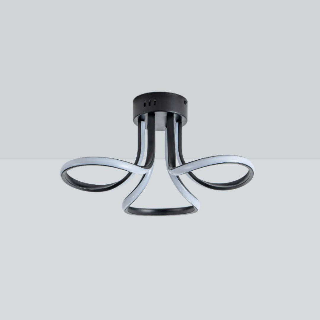 Yara 3 Light Black LED Semi Flush Ceiling Light