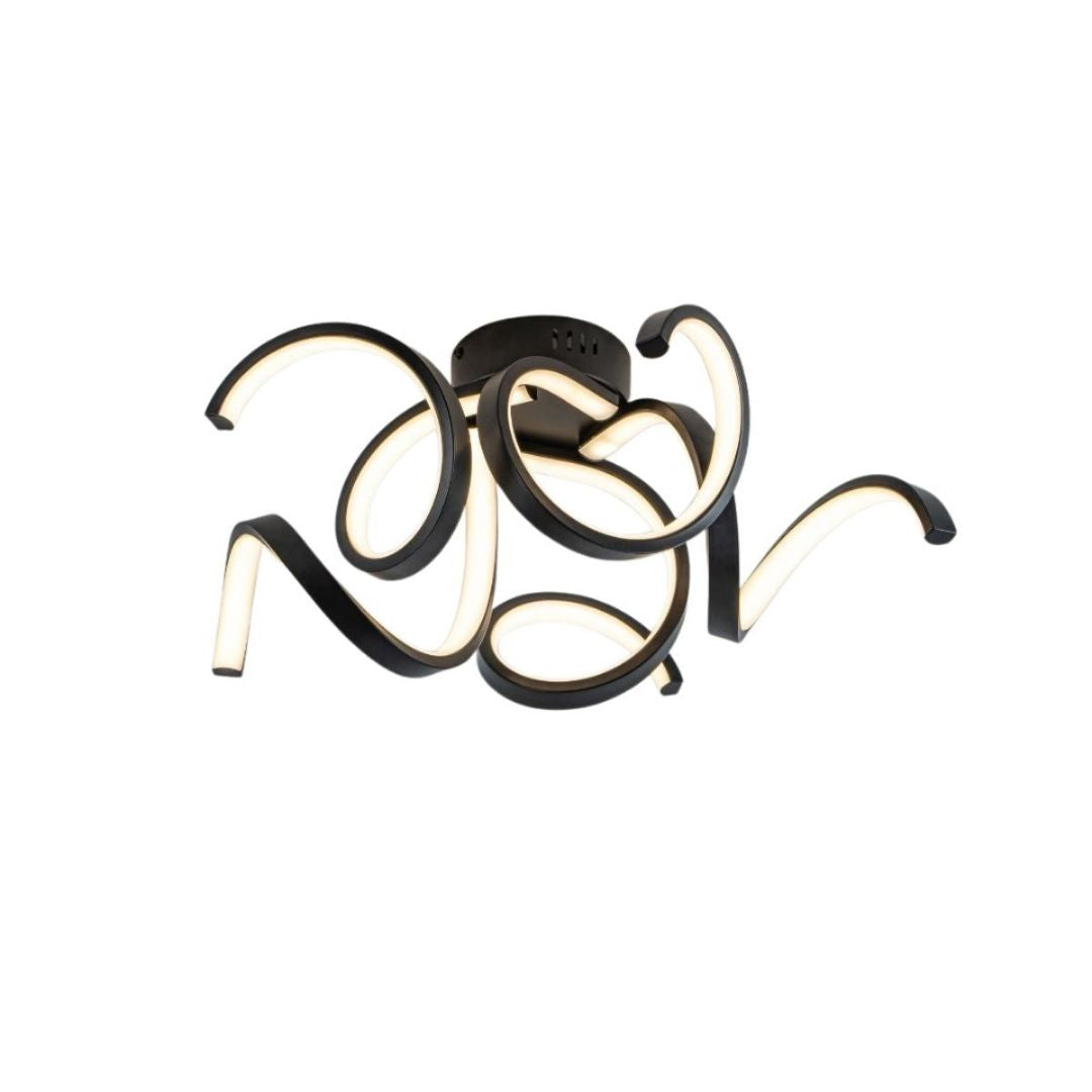 Fiona 5 Light Black LED Semi Flush Ceiling Light