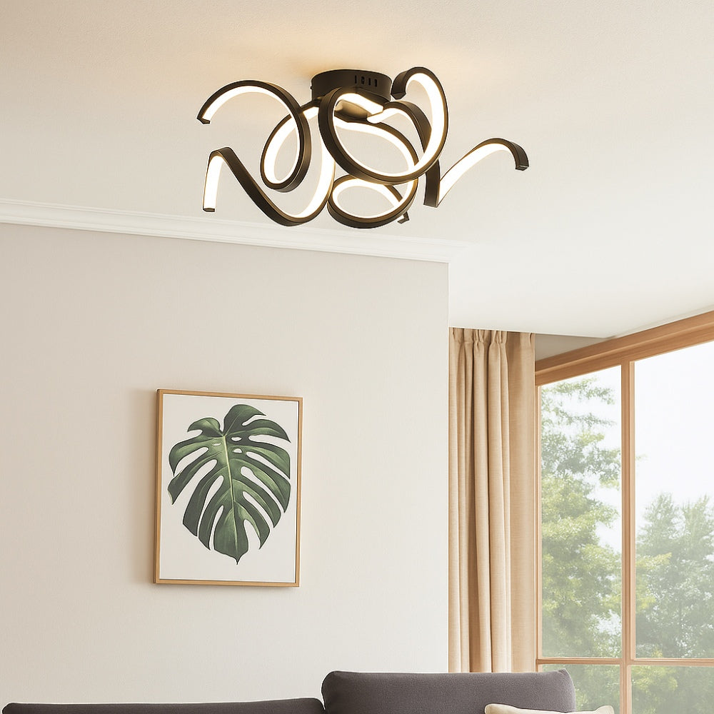 Fiona 5 Light Black LED Semi Flush Ceiling Light