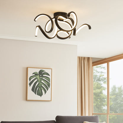 Fiona 5 Light Black LED Semi Flush Ceiling Light