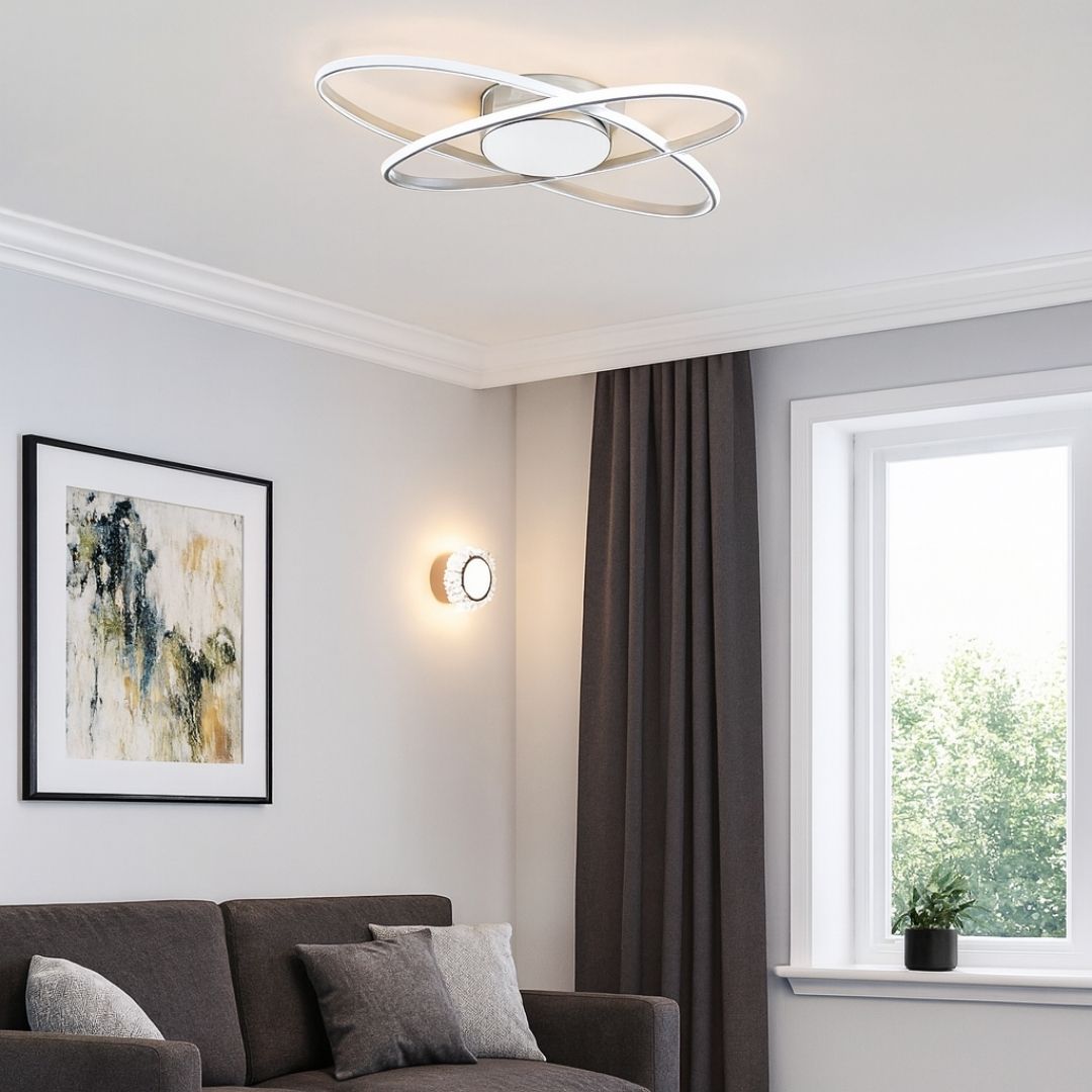 Astra 3 Light Chrome LED Semi Flush Ceiling Light