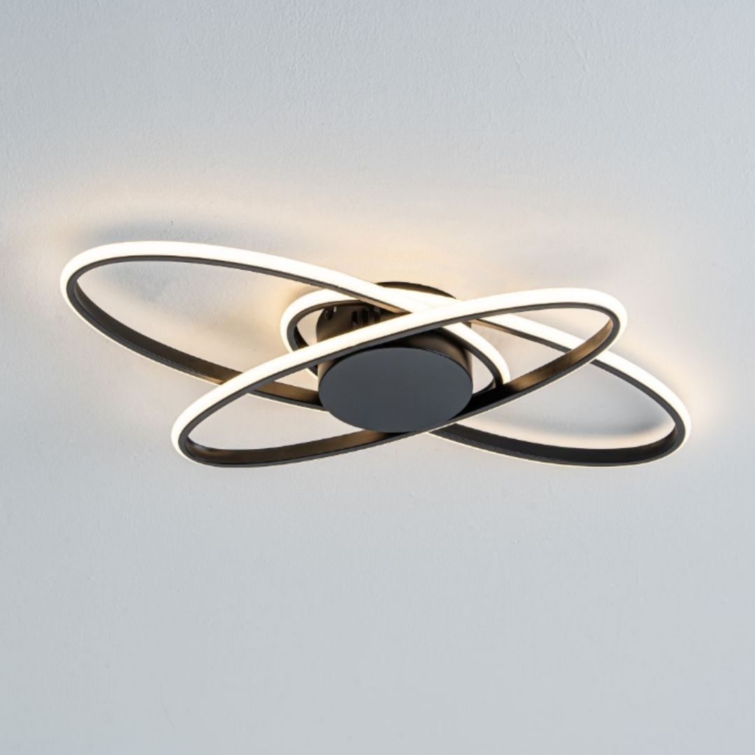 Astra 3 Light Black LED Semi Flush Ceiling Light