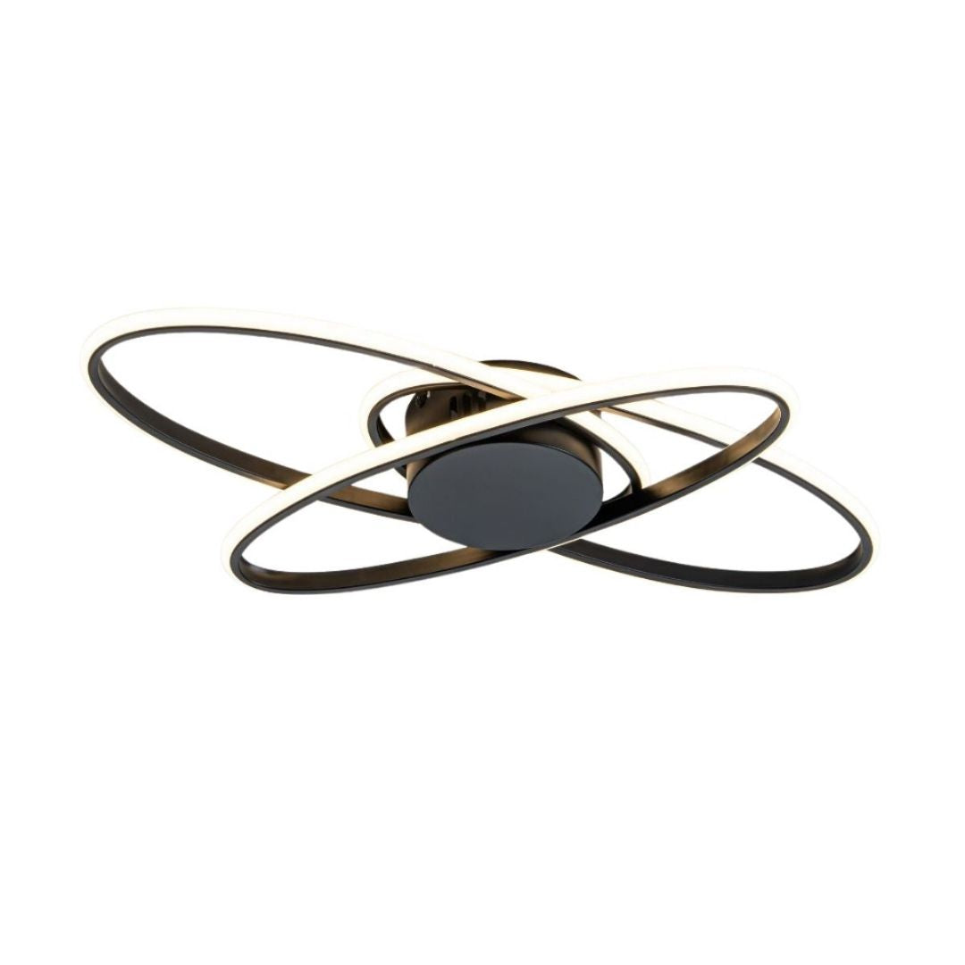 Astra 3 Light Black LED Semi Flush Ceiling Light