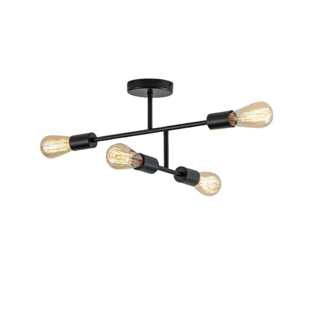 Leni 4-Light Black Semi-Flush Ceiling Light