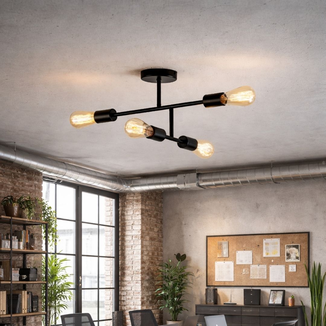 Leni 4-Light Black Semi-Flush Ceiling Light
