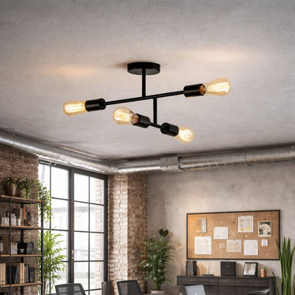Leni 4-Light Black Semi-Flush Ceiling Light