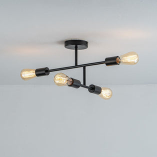 Leni 4-Light Black Semi-Flush Ceiling Light