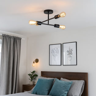 Leni 4-Light Black Semi-Flush Ceiling Light
