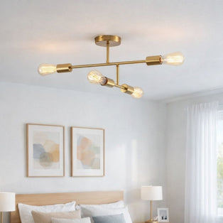 Leni 4-Light Natural Brass Semi-Flush Ceiling Light