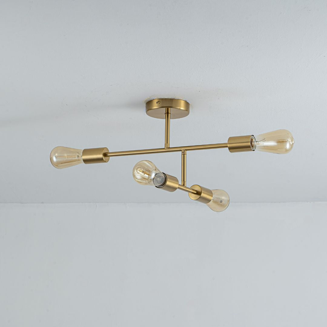 Leni 4-Light Natural Brass Semi-Flush Ceiling Light