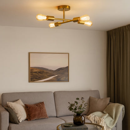 Leni 4-Light Natural Brass Semi-Flush Ceiling Light