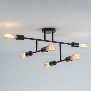 Leni 6-Light Black Semi-Flush Ceiling Light