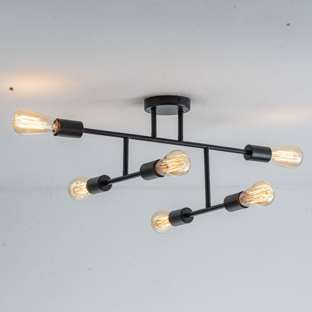 Leni 6-Light Black Semi-Flush Ceiling Light