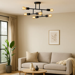 Leni 6-Light Black Semi-Flush Ceiling Light