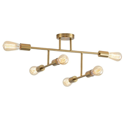 Leni 6-Light Natural Brass Semi-Flush Ceiling Light