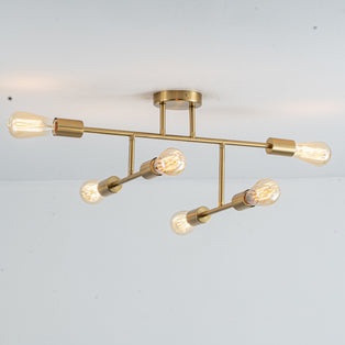 Leni 6-Light Natural Brass Semi-Flush Ceiling Light