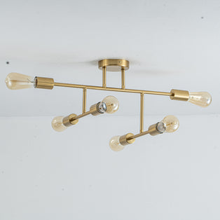 Leni 6-Light Natural Brass Semi-Flush Ceiling Light