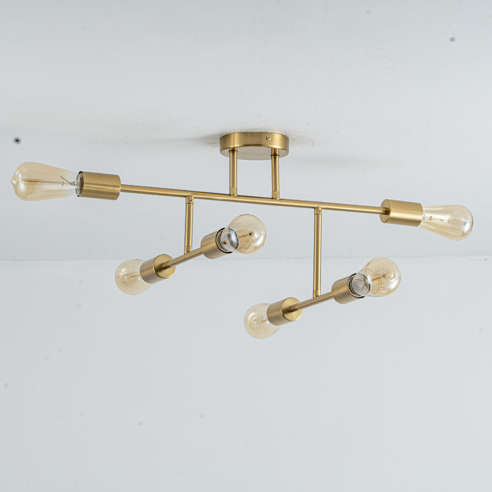 Leni 6-Light Natural Brass Semi-Flush Ceiling Light