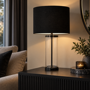 Adelia Black & Glass Table Lamp