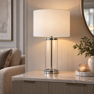 Adelia Polished Chrome & Glass Table Lamp