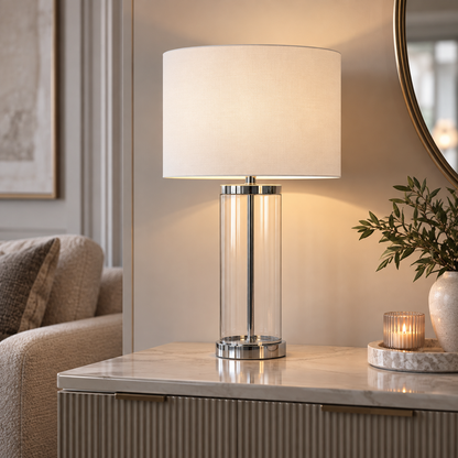 Adelia Polished Chrome & Glass Table Lamp