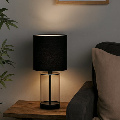Adelia Black Glass Small Table Lamp