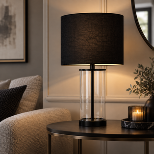 Adelia Black Glass Small Table Lamp