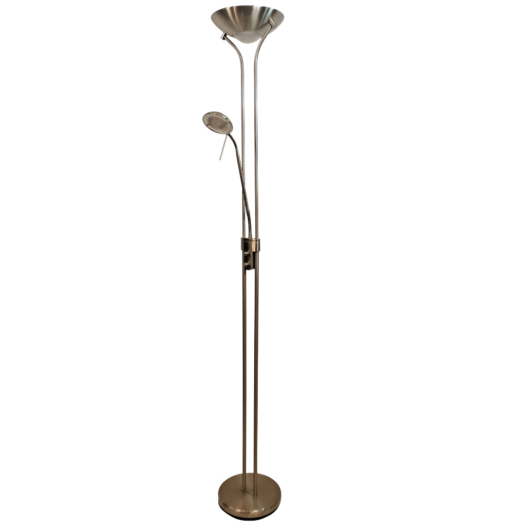 Tiree LED Mother and Child Satin Nickel Floor Lamp
