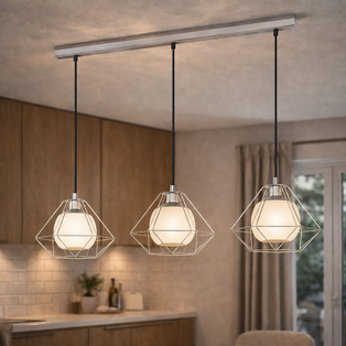 Burton 3 Light Polished Chrome Ceiling Pendant Bar