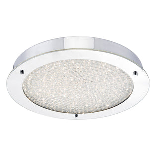 Peta Chrome & Crystal IP44 Bathroom LED Flush Ceiling Light