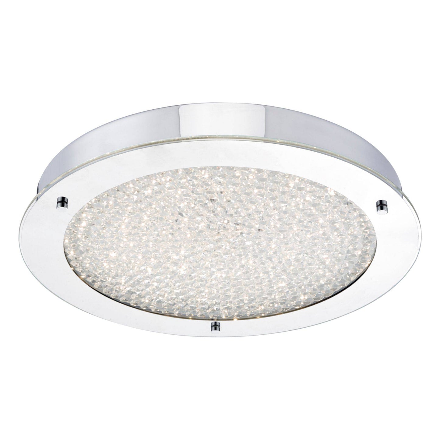 Peta Chrome & Crystal IP44 Bathroom LED Flush Ceiling Light