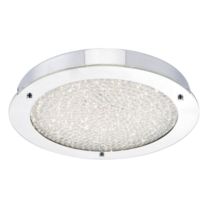 Peta Chrome & Crystal IP44 Bathroom LED Flush Ceiling Light