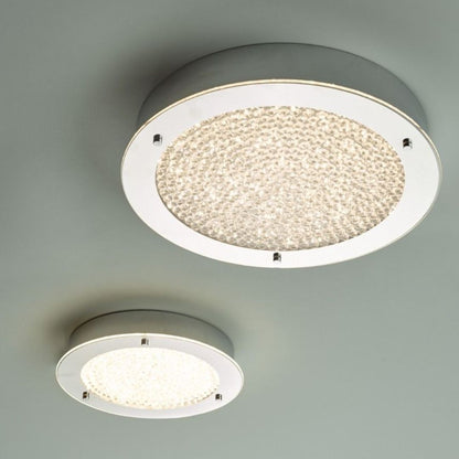 Peta Chrome & Crystal IP44 Bathroom LED Flush Ceiling Light