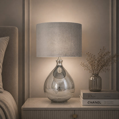 Cairo Grey & Mirror Glass Table Lamp