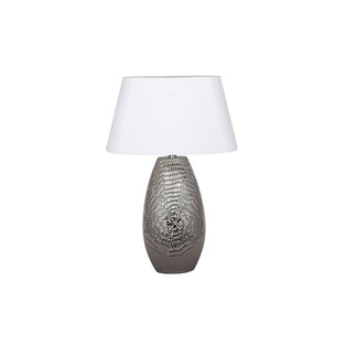 Caitlin Silver Oval Ceramic Table Lamp With White Shade