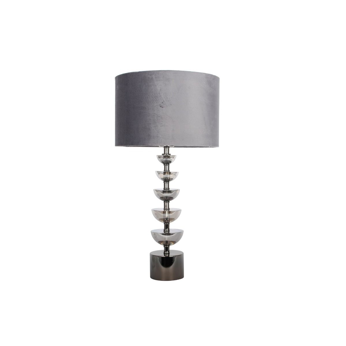 Panache Smoked Grey Crystal Table Lamp Large with Velvet Shade
