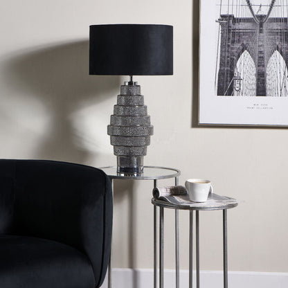 Saskia Black and Silver Glass Table Lamp