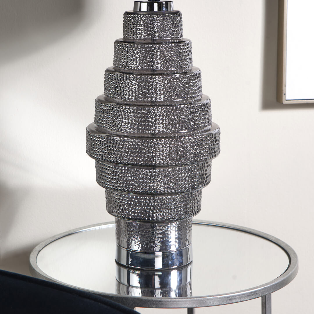 Saskia Black and Silver Glass Table Lamp