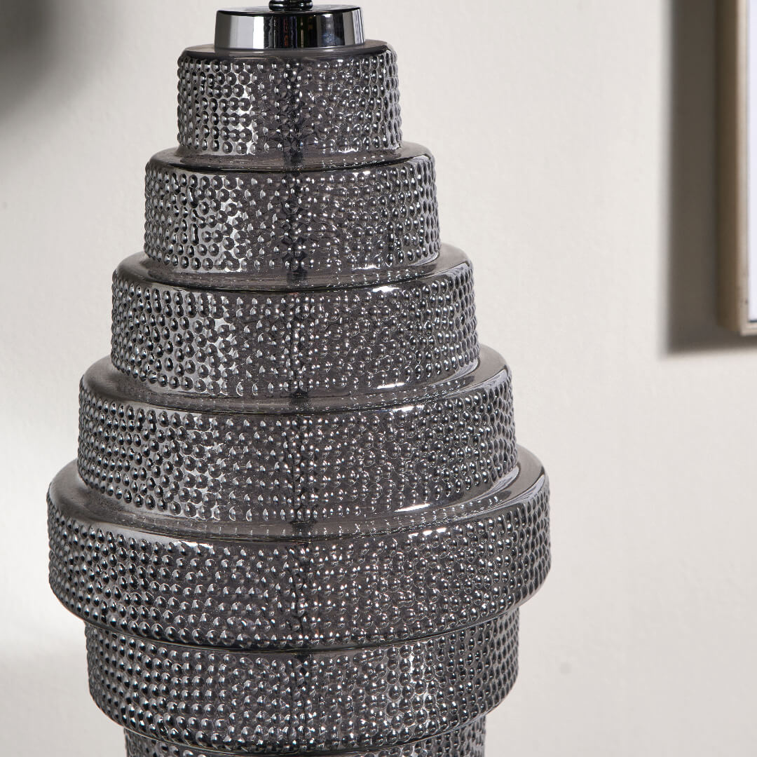 Saskia Black and Silver Glass Table Lamp