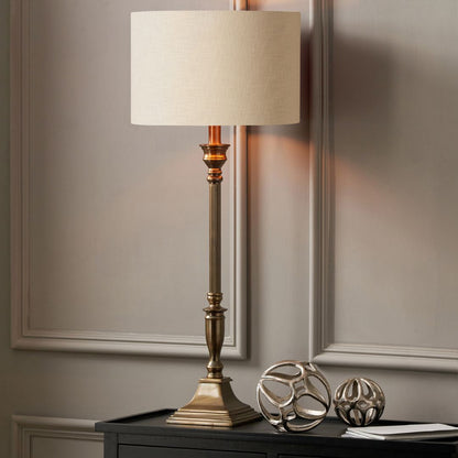 Canterbury Antique Brass Table Lamp with Cream Shade