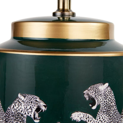 Saskia Green Leopard Table Lamp