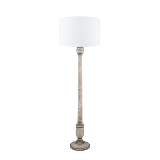 Captiva Grey Wash Wood Floor Lamp with White Shade