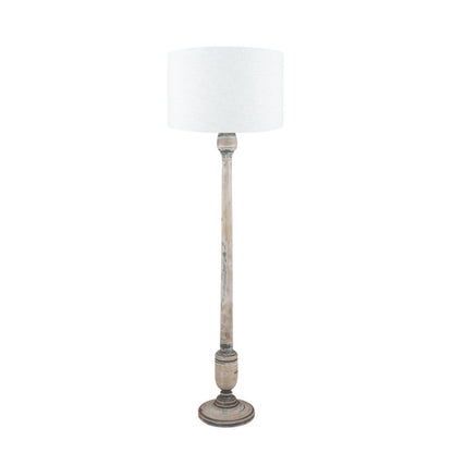 Captiva Grey Wash Wood Floor Lamp with White Shade