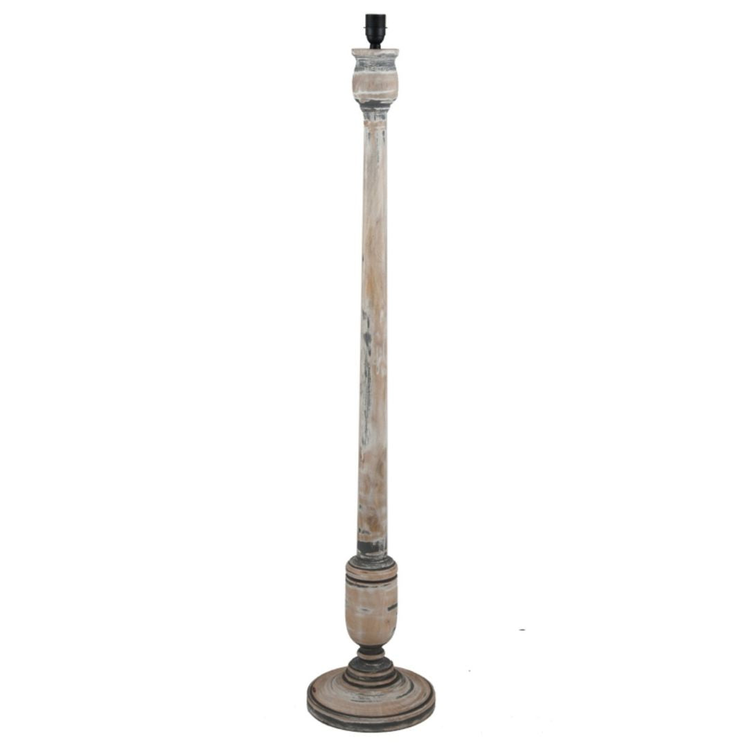 Captiva Grey Wash Wood Floor Lamp with White Shade