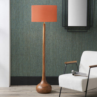 Toma Wood Floor Lamp with Dark Orange Shade