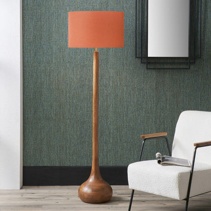 Toma Wood Floor Lamp with Dark Orange Shade
