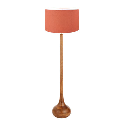 Toma Wood Floor Lamp with Dark Orange Shade